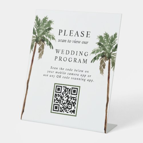 Palm Tree Tropical Island QR code Wedding Program Pedestal Sign - Palm Tree Tropical Island Minimal Beach Wedding QR code Wedding Program Pedestal Sign 
You can edit/personalize whole Template.
If you need any help or matching products, please contact me. I am happy to create the most beautiful personalized products for you!