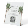 Palm Tree Tropical Island QR code Wedding Program Pedestal Sign