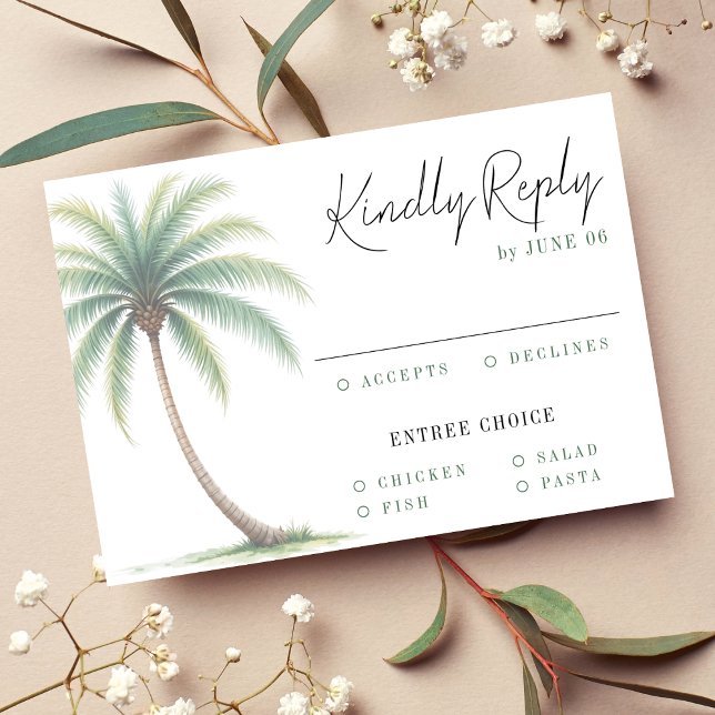 Palm Tree Tropical Island Watercolor Green Wedding RSVP Card (Palm Tree Tropical Island Watercolor Green Wedding RSVP Card
)