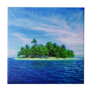 Palm Tree Tropical Isle Ceramic Tile