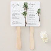 Palm Tree Tropical Minimal Beach Wedding Program Hand Fan (Front and Back)