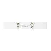 Palm Tree Tropical Minimal Green Wedding  Invitation Belly Band (Flat)