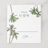 Palm Tree Tropical Minimal Green Wedding  Place Card (Outside Unfolded)