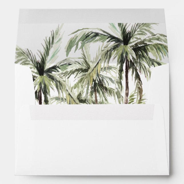 Palm Tree Tropical | Minimal Wedding Envelope (Back (Bottom))
