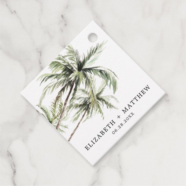 Palm Tree Tropical | Minimal Wedding Favor Tag (Front)