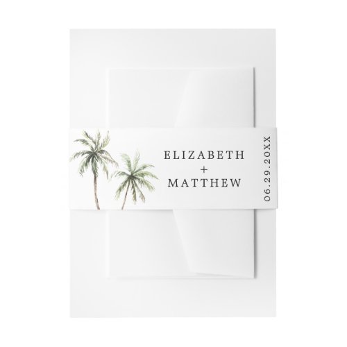 Palm Tree Tropical  Minimal Wedding Invitation Belly Band