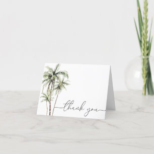 Palm Tree Tropical   Minimal Wedding Letterpress Thank You Card