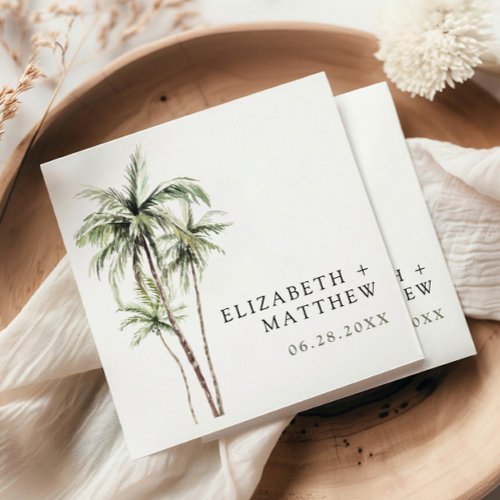 Palm Tree Tropical  Minimal Wedding Napkins