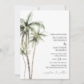 Palm Tree Tropical | Minimal Wedding Photo Invitation (Front)