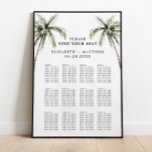 Palm Tree Tropical | Minimal Wedding Seating Chart at Zazzle