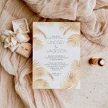 Palm Tree Tropical Minimalist Beach Wedding Gold Foil Invitation at Zazzle