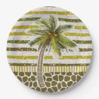 Palm Tree Tropical Paper Plates