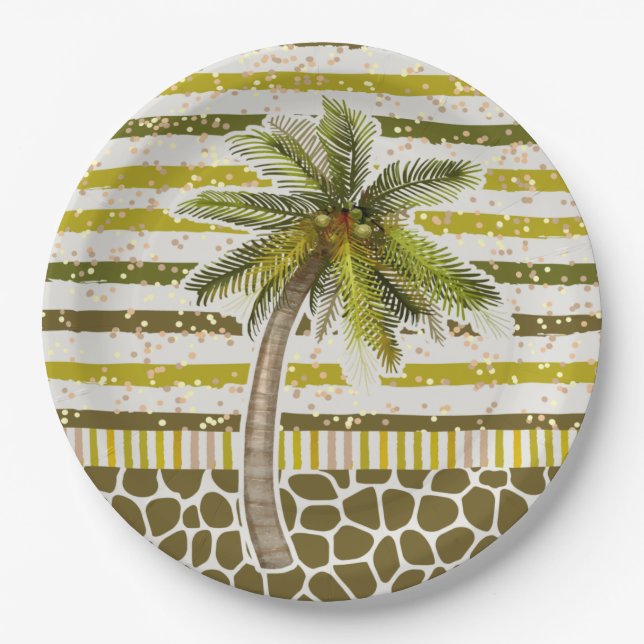 Palm Tree Tropical Paper Plates (Front)