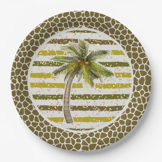 Palm Tree Tropical Paper Plates (Front)