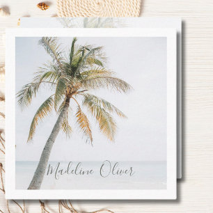 Palm Tree Tropical QR Code Modern Square Business Card