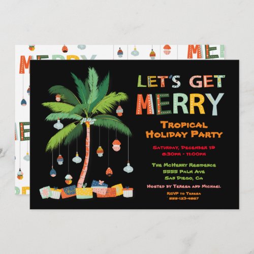 Palm Tree Tropical Retro Holiday Party Invitation