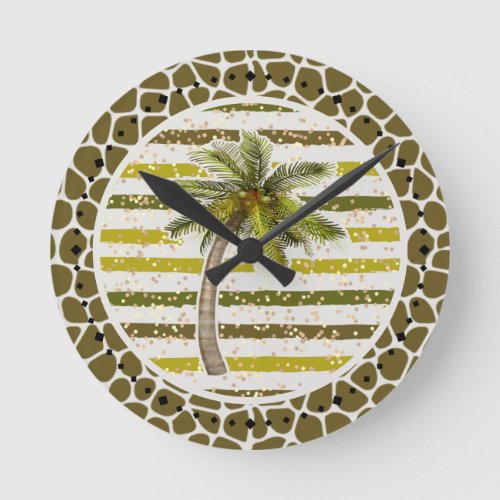 Palm Tree Tropical Round Clock