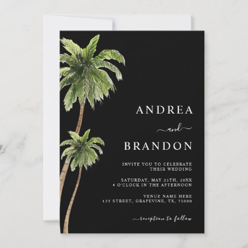 Palm Tree Tropical Sand Beach Wedding All in One  Invitation