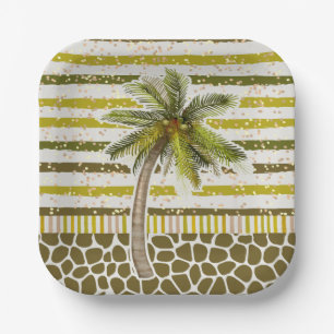 Palm Tree Tropical Square Paper Plates