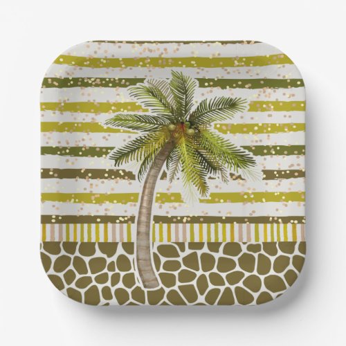 Palm Tree Tropical Square Paper Plates