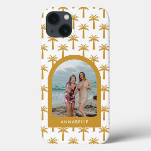 Palm tree tropical summer arch chic mustard photo iPhone 13 case