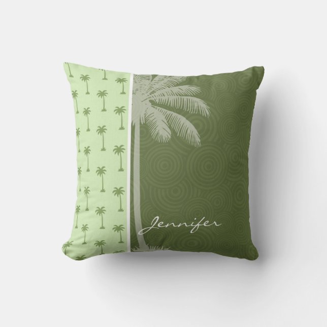 Palm Tree; Tropical Throw Pillow (Front)