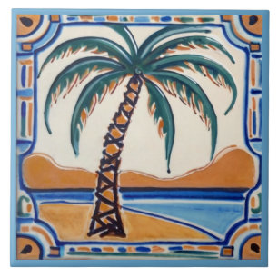 Palm Tree tropical vacation beach house decor Ceramic Tile