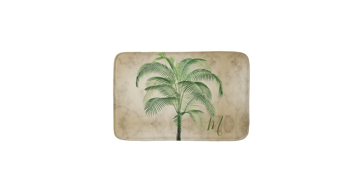 Palm Tree Tropical Vintage Elegant Bath Mat | Zazzle