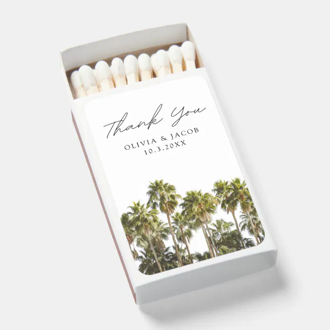 Palm Tree Tropical Wedding Favor Thank You Matches | Zazzle
