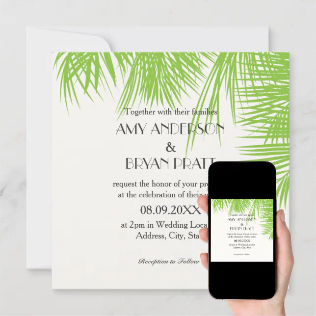 Palm Tree Tropical Wedding Invitation Zazzle