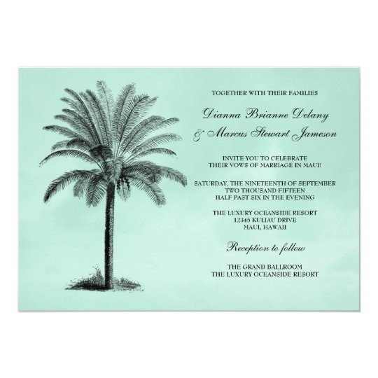 Palm Tree Tropical Wedding Invitation Template Zazzle Com