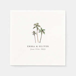 Palm Tree Tropical Wedding Reception Cocktail Napkins