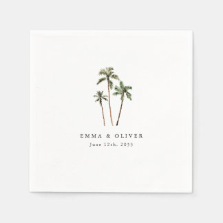 Palm Tree Tropical Wedding Reception Cocktail Napkins