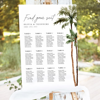 Palm Tree Tropical Wedding Seating Chart Sign