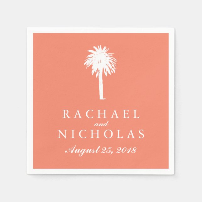 Palm Tree Tropics | Wedding Paper Napkins (Front)