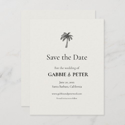 Palm Tree Typography Clean Elegant Save the Date Invitation