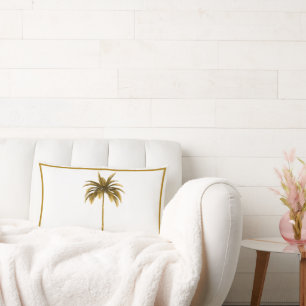 Palm Tree Vintage Brown Frame Tropical Elegant   Lumbar Pillow