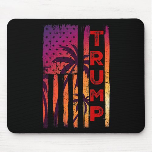 Palm Tree Vintage Distressed American Flag At Suns Mouse Pad