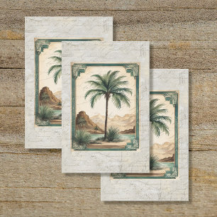 Palm Tree Vintage Ocean Beach Ephemera 4 Decoupage Tissue Paper