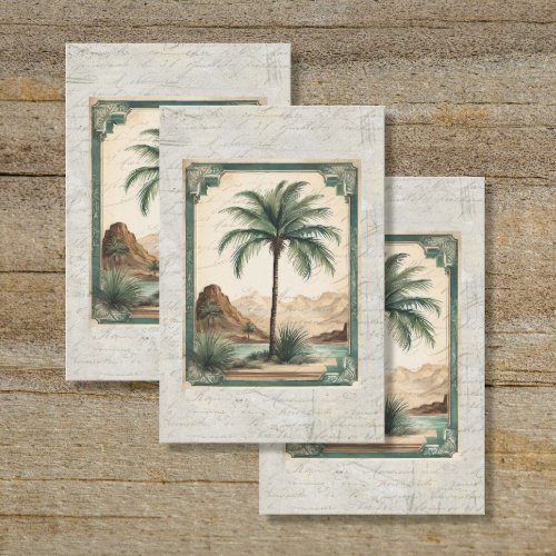 Palm Tree Vintage Ocean Beach Ephemera 4 Decoupage Tissue Paper
