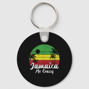 Palm Tree Vintage Retro Sunset Jamaica Me Crazy Su Keychain