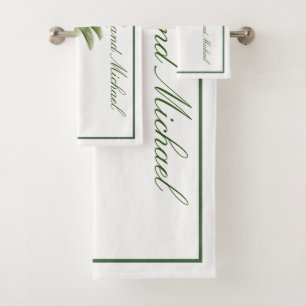 Palm Tree Vintage Tropical Elegant Couple Bath Towel Set