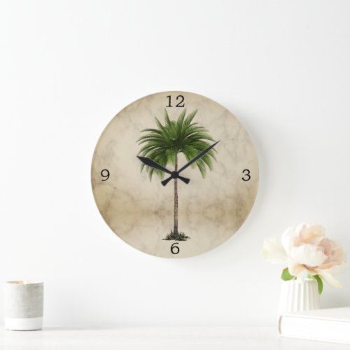 Palm Tree Vintage Tropical Elegant Large Clock