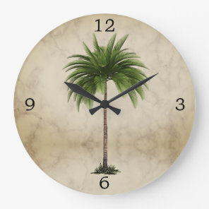 Palm Tree Vintage Tropical Elegant Large Clock