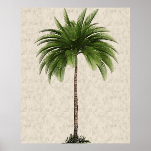 Palm Tree  Vintage Tropical Elegant Marble Poster