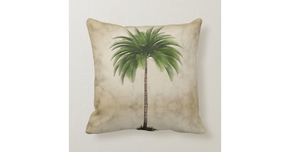 Palm Tree Vintage Tropical Elegant Throw Pillow