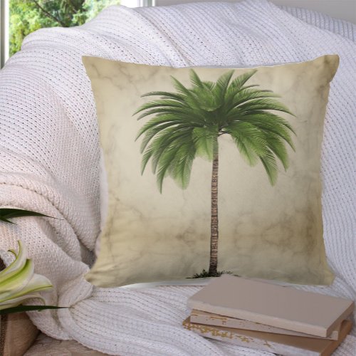 Palm Tree Vintage Tropical Elegant Throw Pillow