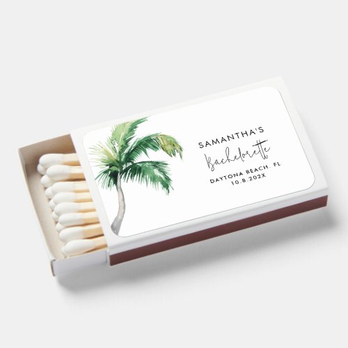 Palm Tree Watercolor Bachelorette Party Swag Matchboxes