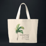 Palm Tree Watercolor Bachelorette Weekend Custom Large Tote Bag<br><div class="desc">Custom Bachelorette Party Tropical Palm Tree Tote Bag you can customize with the bride's name,  occasion,  venue and date. This chic and stylish tote bag serves as the perfect memento of a memorable getaway with your favorite ladies.</div>