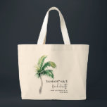 Palm Tree Watercolor Bachelorette Weekend Custom Large Tote Bag<br><div class="desc">Custom Bachelorette Party Tropical Palm Tree Tote Bag you can customize with the bride's name,  occasion,  venue and date. This chic and stylish tote bag serves as the perfect memento of a memorable getaway with your favorite ladies.</div>
